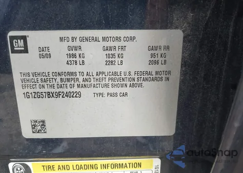 2009 Chevrolet Malibu Ls from USA, damaged, VIN 1G1ZG57BX9F240229